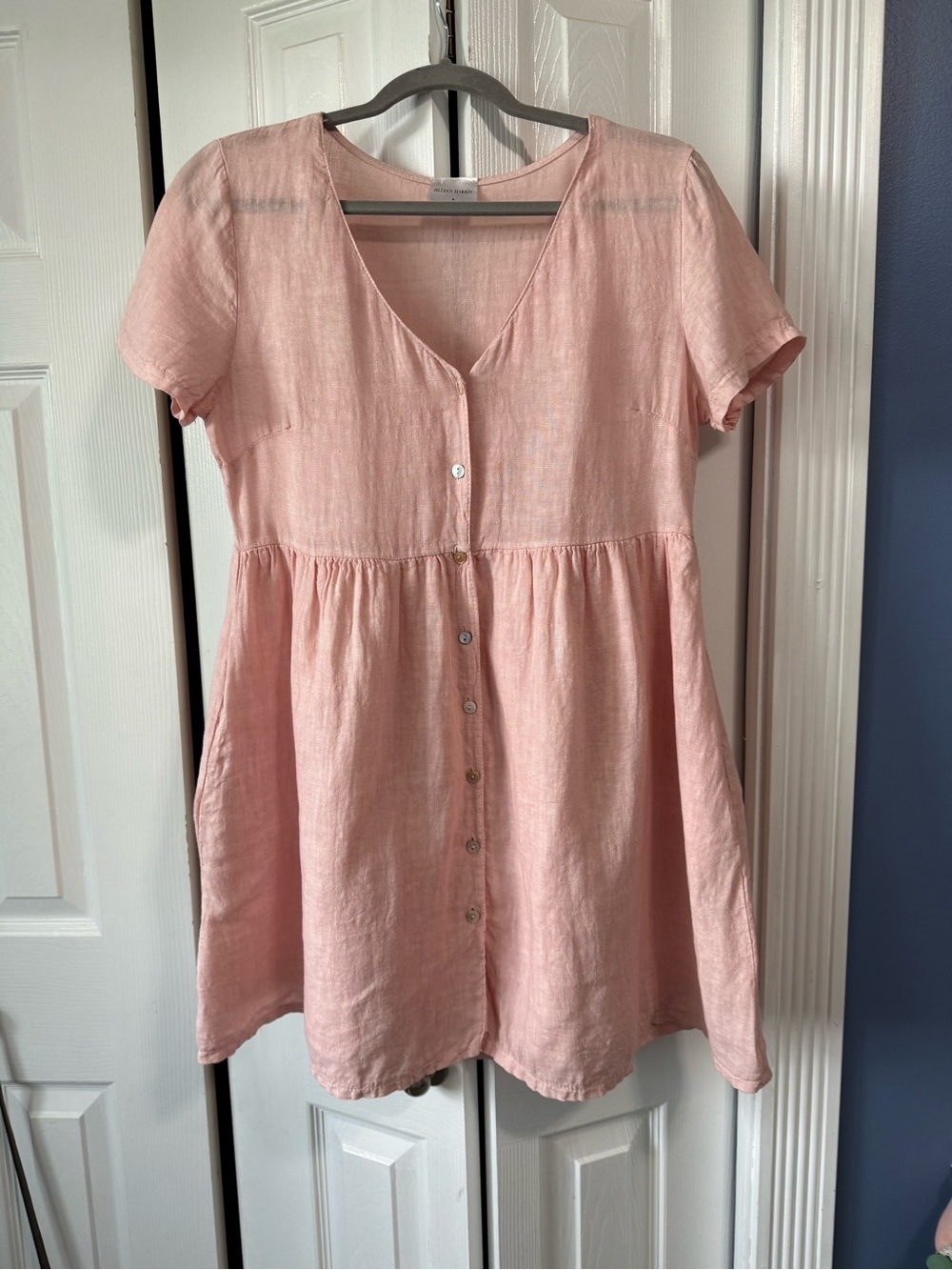 Jillian Harris x PRIV Hampton Pink 100% Linen Made in Italy Babydoll Dress S - Picture 4 of 12